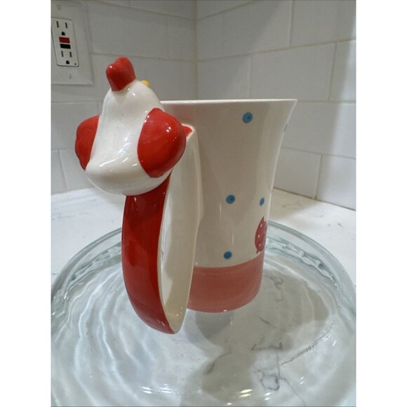 Intra Stoneware 3D Mug Chicken On Handle Chicks & Umbrellas - Picture 3 of 10